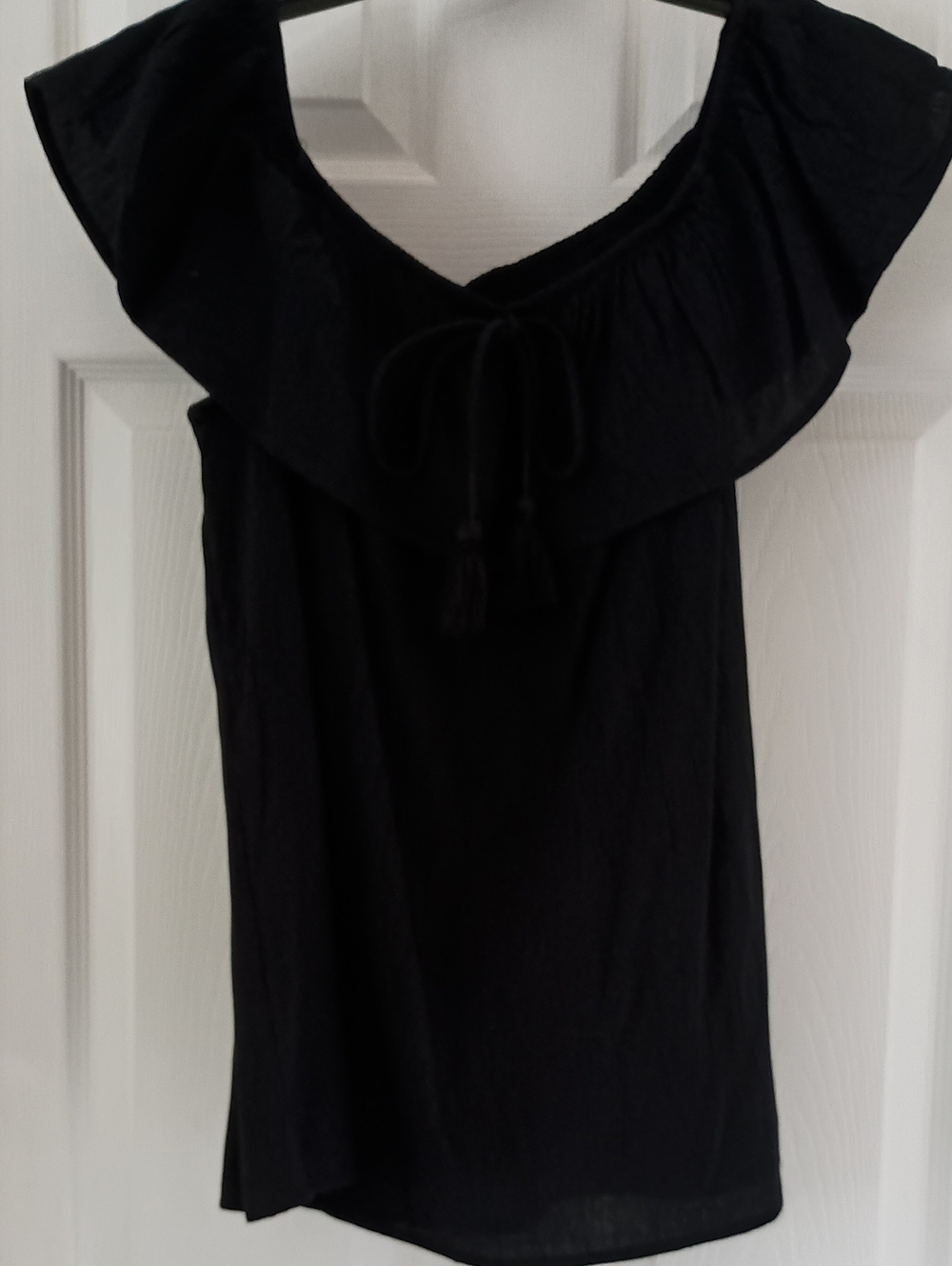 Style & Co. Black Off-Shoulder Ruffle Top